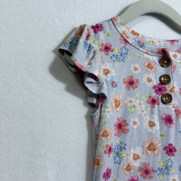 Posh Peanut Carissa Purple Floral Ruffle Sleeve Bamboo Henley T-Shirt Girl's 5T - Picture 4 of 7